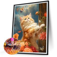 Load image into Gallery viewer, Diamond Painting - Full Round - cat fluttering butterfly (30*40CM)
