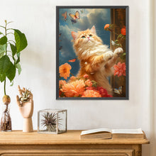 Load image into Gallery viewer, Diamond Painting - Full Round - cat fluttering butterfly (30*40CM)
