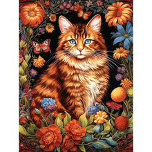 Load image into Gallery viewer, Diamond Painting - Full Round - cat among flowers (30*40CM)
