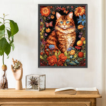 Load image into Gallery viewer, Diamond Painting - Full Round - cat among flowers (30*40CM)

