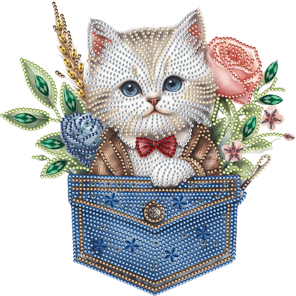 Diamond Painting - Partial Special Shaped - cat in pocket (30*30CM)