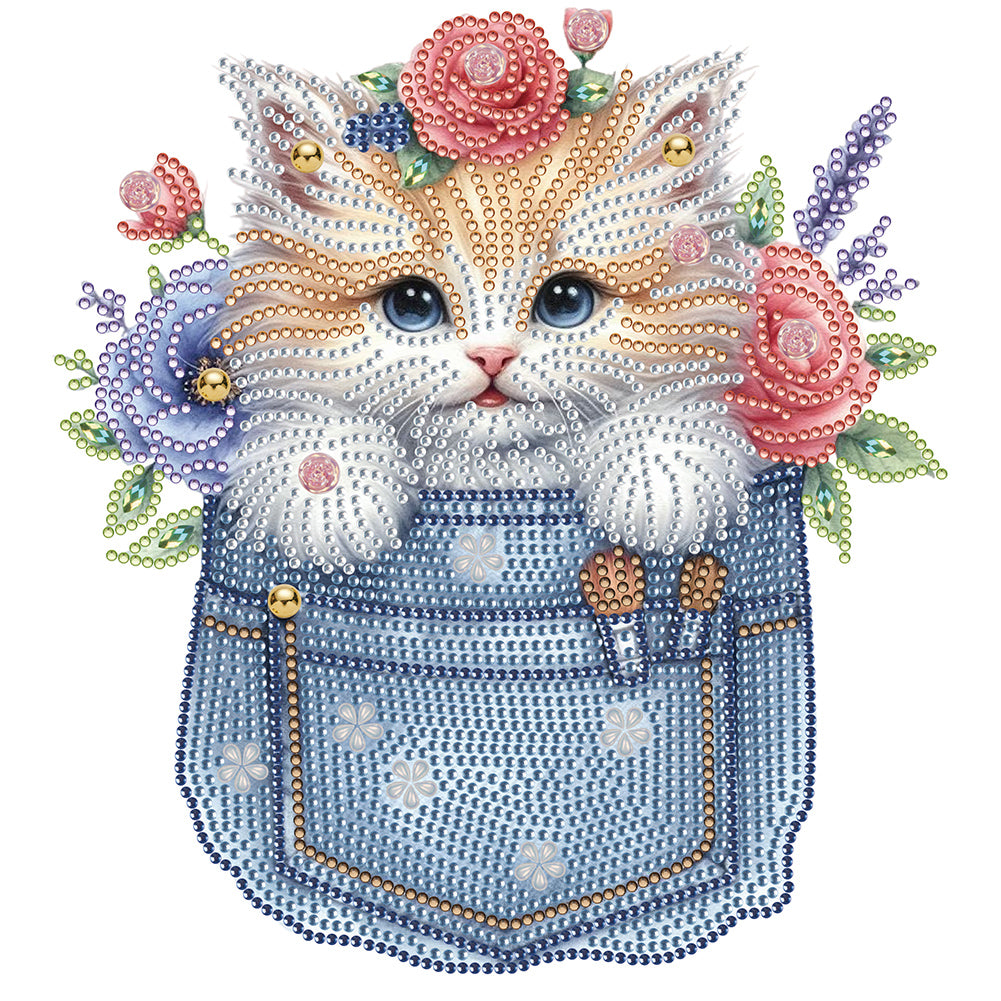 Diamond Painting - Partial Special Shaped - cat in pocket (30*30CM)
