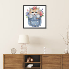 Load image into Gallery viewer, Diamond Painting - Partial Special Shaped - cat in pocket (30*30CM)
