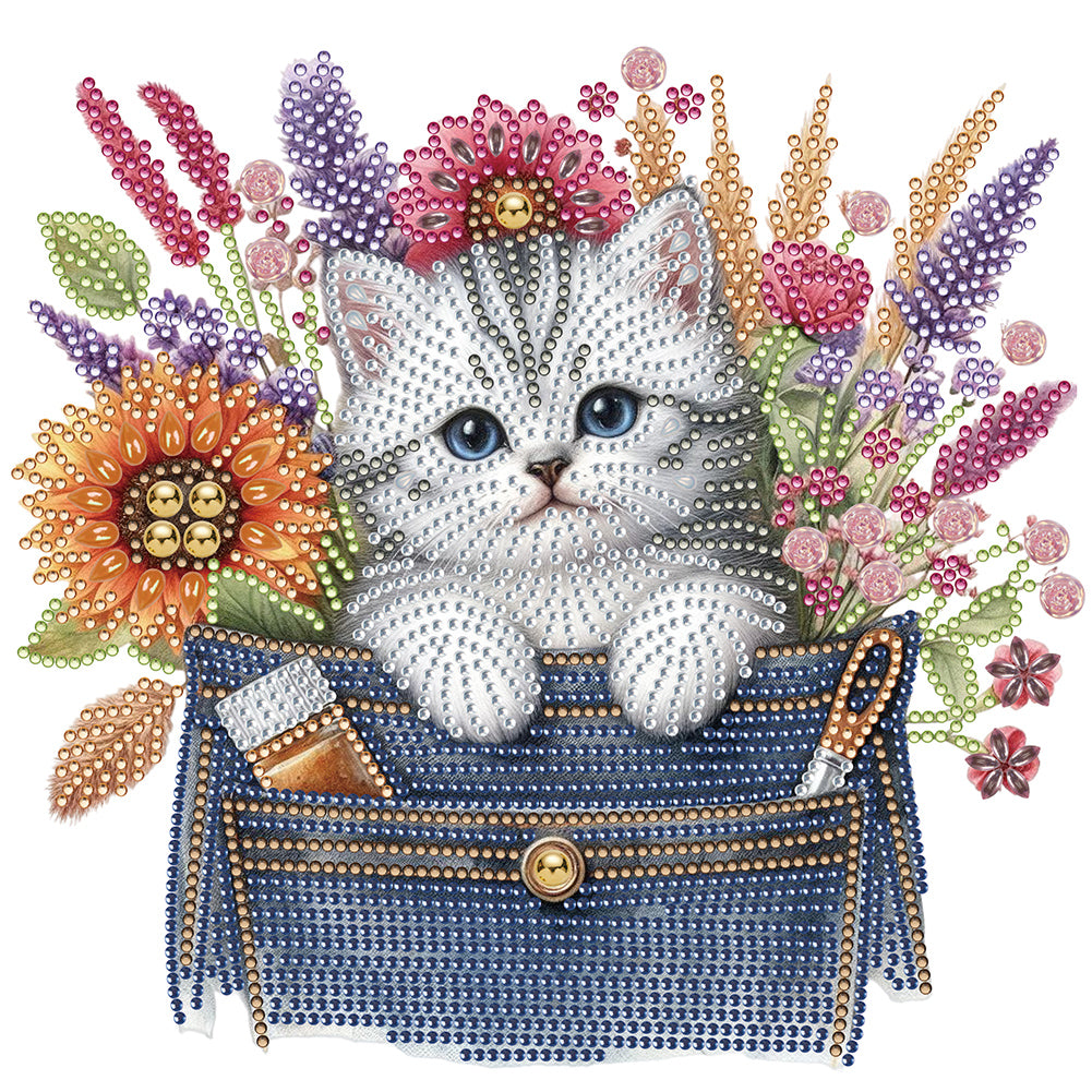 Diamond Painting - Partial Special Shaped - cat in pocket (30*30CM)