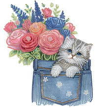 Load image into Gallery viewer, Diamond Painting - Partial Special Shaped - cat in pocket (30*30CM)
