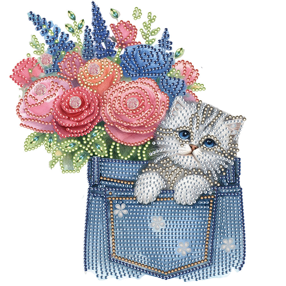 Diamond Painting - Partial Special Shaped - cat in pocket (30*30CM)