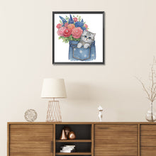 Load image into Gallery viewer, Diamond Painting - Partial Special Shaped - cat in pocket (30*30CM)
