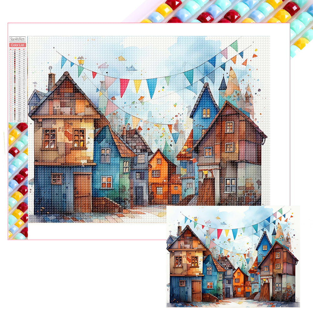 Diamond Painting - Full Square - colorful house (40*30CM)