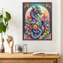 Load image into Gallery viewer, Diamond Painting - Full Round - Dragon among flowers under the moon (30*40CM)
