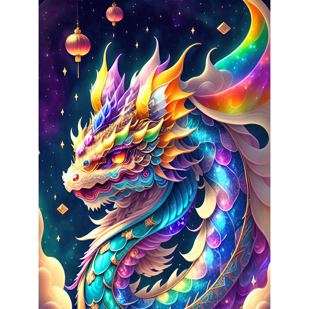 Diamond Painting - Full Round - Starry Sky Colorful Dragon (30*40CM)
