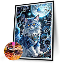 Load image into Gallery viewer, Diamond Painting - Full Round - Gem cat under the moon (30*40CM)
