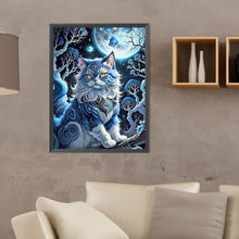 Load image into Gallery viewer, Diamond Painting - Full Round - Gem cat under the moon (30*40CM)
