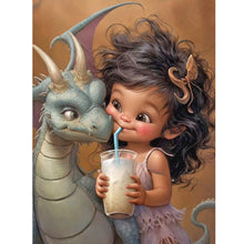 Load image into Gallery viewer, Diamond Painting - Full Round - dragon and little girl (30*40CM)
