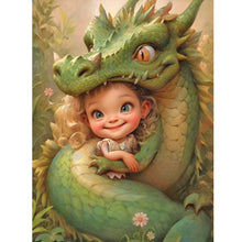 Load image into Gallery viewer, Diamond Painting - Full Round - dragon and little girl (30*40CM)
