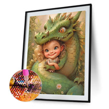 Load image into Gallery viewer, Diamond Painting - Full Round - dragon and little girl (30*40CM)
