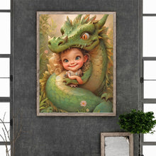 Load image into Gallery viewer, Diamond Painting - Full Round - dragon and little girl (30*40CM)

