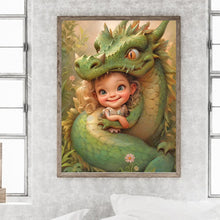 Load image into Gallery viewer, Diamond Painting - Full Round - dragon and little girl (30*40CM)

