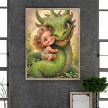 Load image into Gallery viewer, Diamond Painting - Full Round - dragon and little girl (30*40CM)
