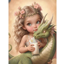 Load image into Gallery viewer, Diamond Painting - Full Round - dragon and little girl (30*40CM)
