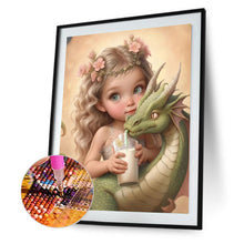 Load image into Gallery viewer, Diamond Painting - Full Round - dragon and little girl (30*40CM)
