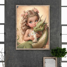 Load image into Gallery viewer, Diamond Painting - Full Round - dragon and little girl (30*40CM)
