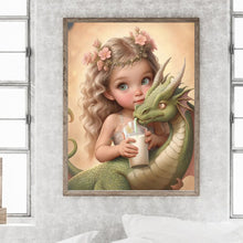 Load image into Gallery viewer, Diamond Painting - Full Round - dragon and little girl (30*40CM)
