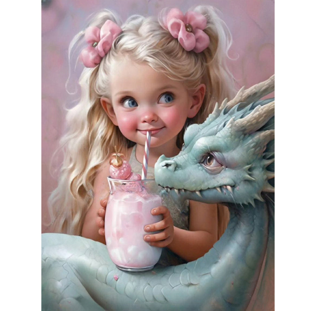 Diamond Painting - Full Round - dragon and little girl (30*40CM)
