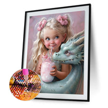 Load image into Gallery viewer, Diamond Painting - Full Round - dragon and little girl (30*40CM)
