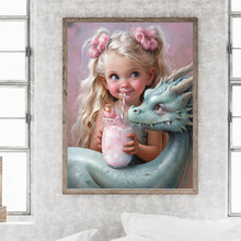 Load image into Gallery viewer, Diamond Painting - Full Round - dragon and little girl (30*40CM)
