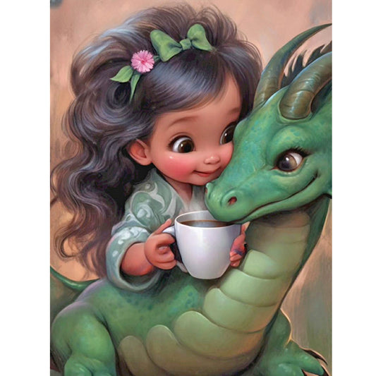 Diamond Painting - Full Round - dragon and little girl (30*40CM)