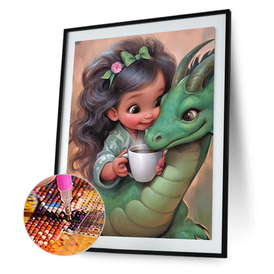 Diamond Painting - Full Round - dragon and little girl (30*40CM)