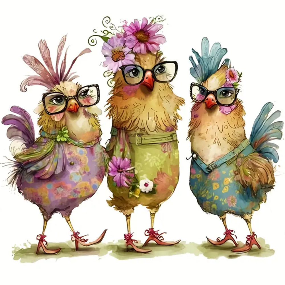 Diamond Painting - Full Round - cartoon chicken (30*30CM)