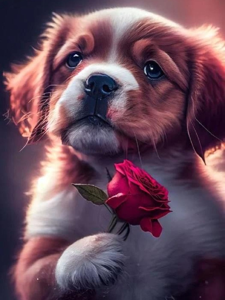 Diamond Painting - Full Round - rose dog (30*40CM)