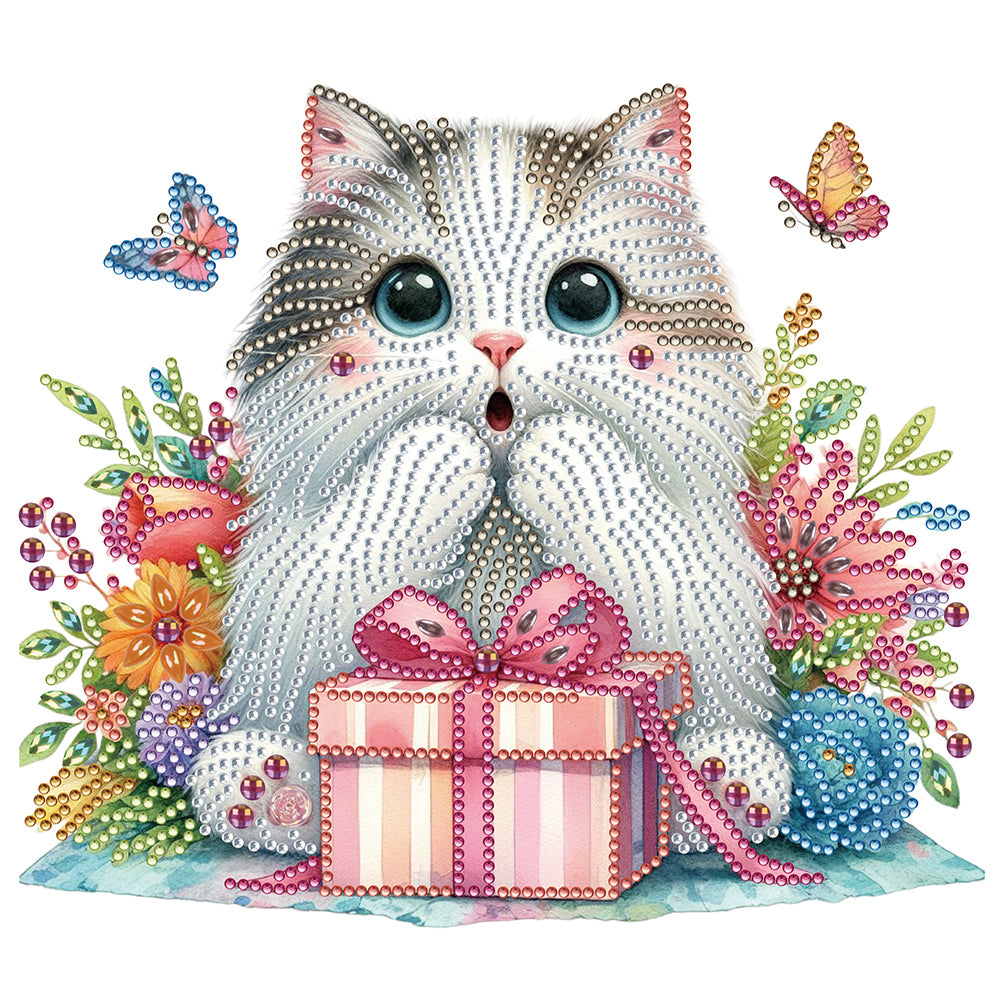 Diamond Painting - Partial Special Shaped - surprised cat (30*30CM)