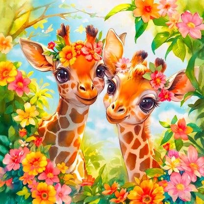 Diamond Painting - Full Round - two giraffes (30*30CM)