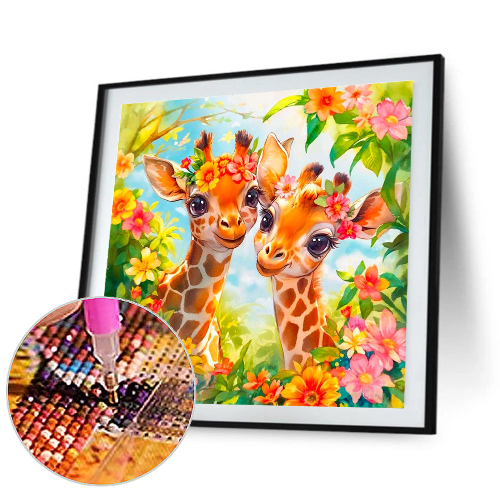 Diamond Painting - Full Round - two giraffes (30*30CM)