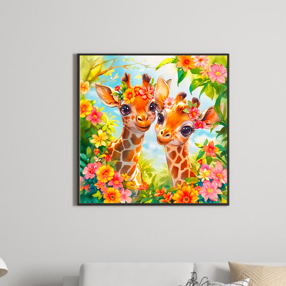 Diamond Painting - Full Round - two giraffes (30*30CM)