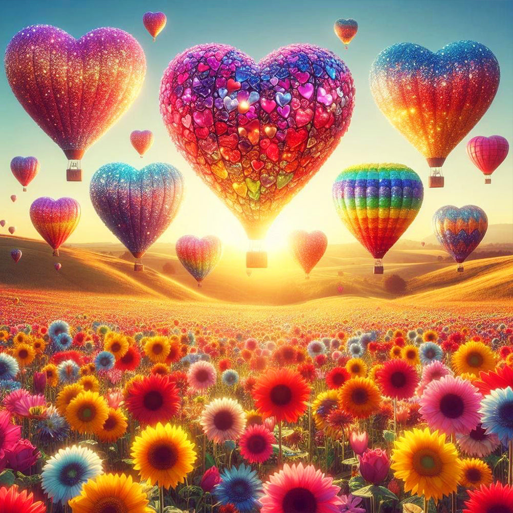 Diamond Painting - Full Round - love hot air balloon (30*30CM)