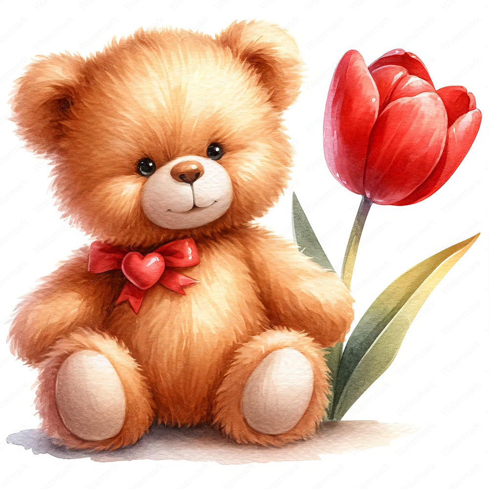 Diamond Painting - Full Round - flower bear (30*30CM)