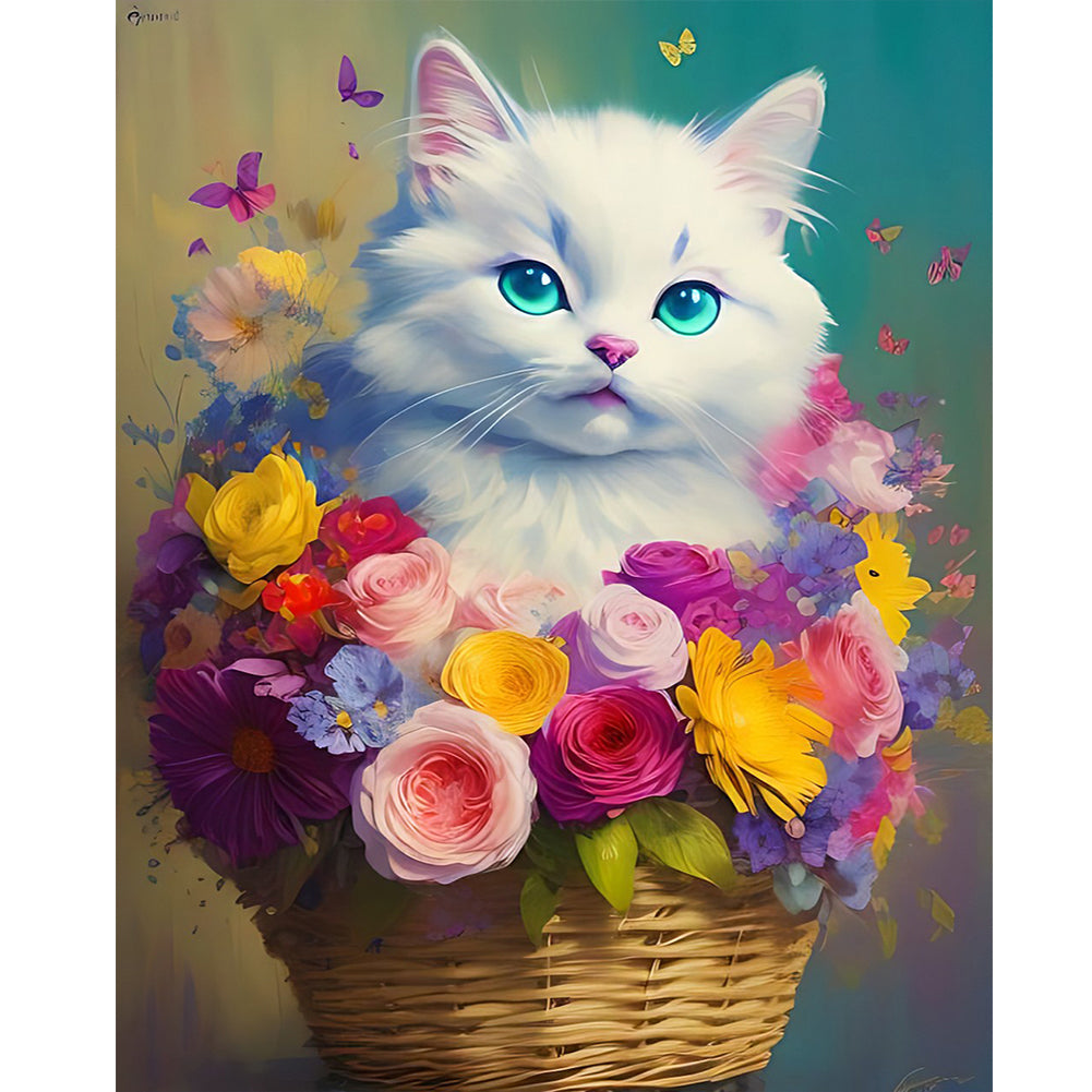 Diamond Painting - Full Round - white cat (40*50CM)