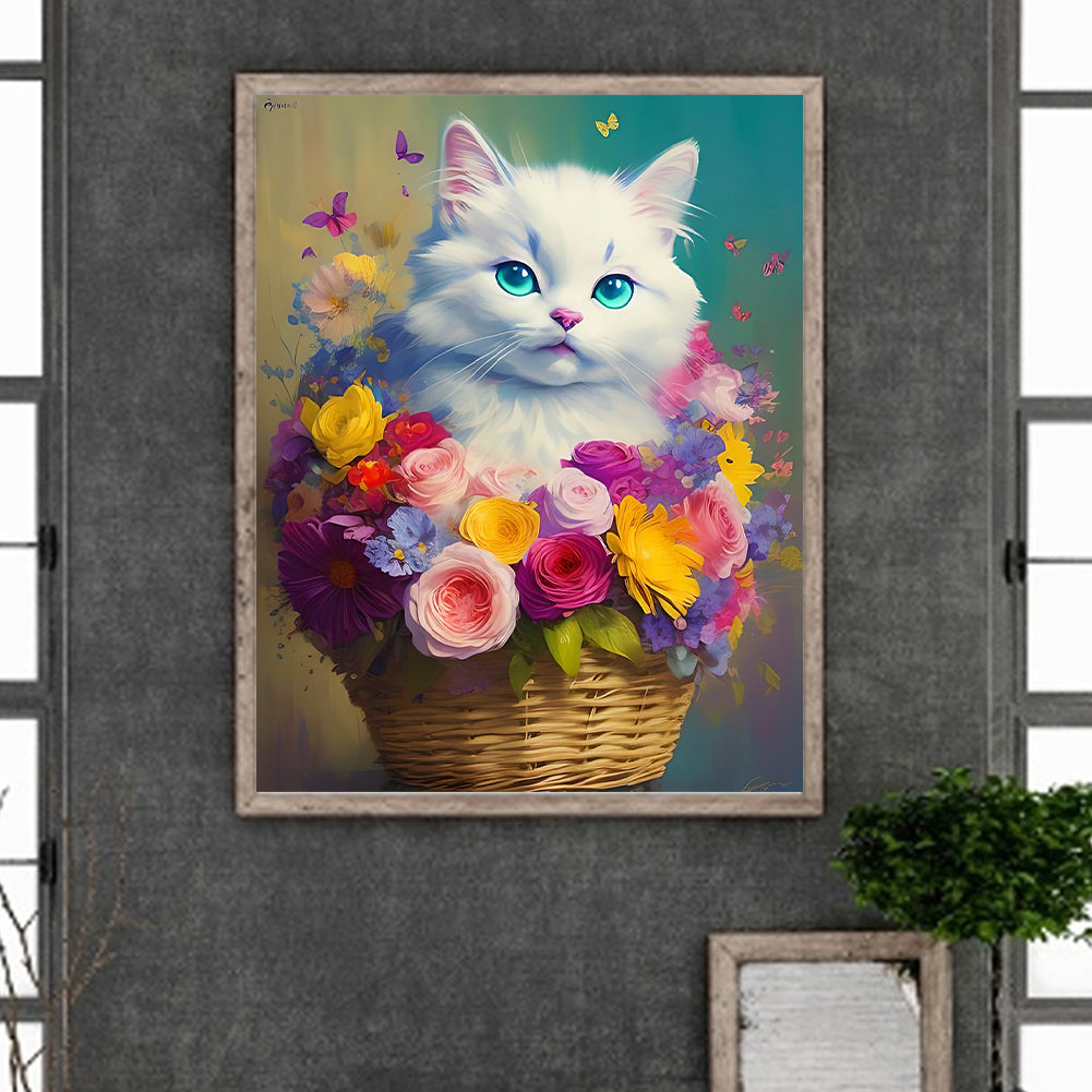 Diamond Painting - Full Round - white cat (40*50CM)