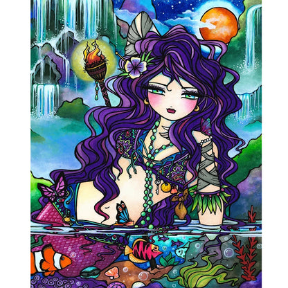 Diamond Painting - Full Round - Purple hair girl (40*50CM)