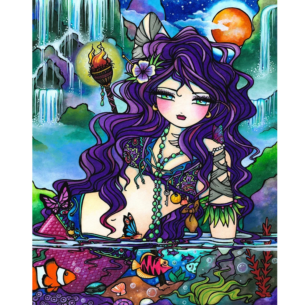 Diamond Painting - Full Round - Purple hair girl (40*50CM)