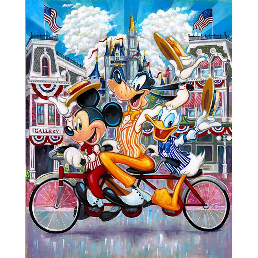Diamond Painting - Full Round - Mickey Goofy Donald Duck Trio Bike (40*50CM)