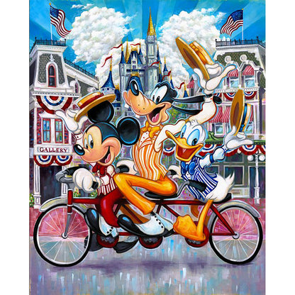 Diamond Painting - Full Round - Mickey Goofy Donald Duck Trio Bike (40*50CM)