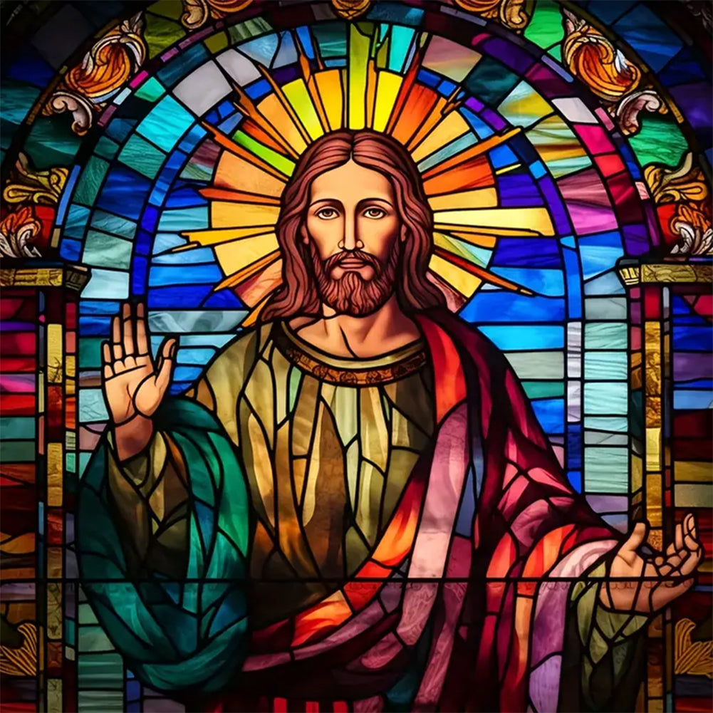 Diamond Painting - Full Round - glass art jesus (30*30CM)