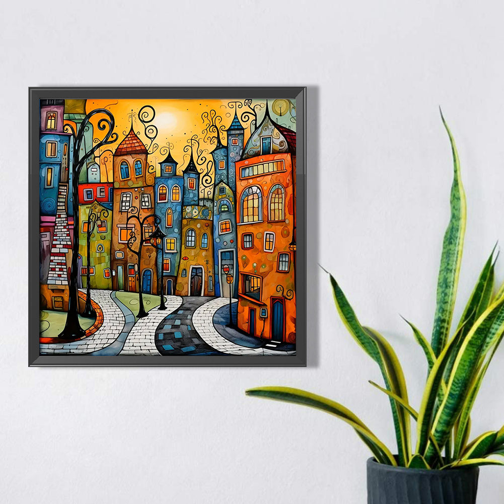 Diamond Painting - Full Square - Color cartoon houses (45*45CM)