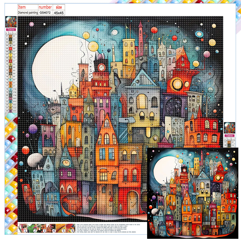 Diamond Painting - Full Square - Color cartoon houses (45*45CM)