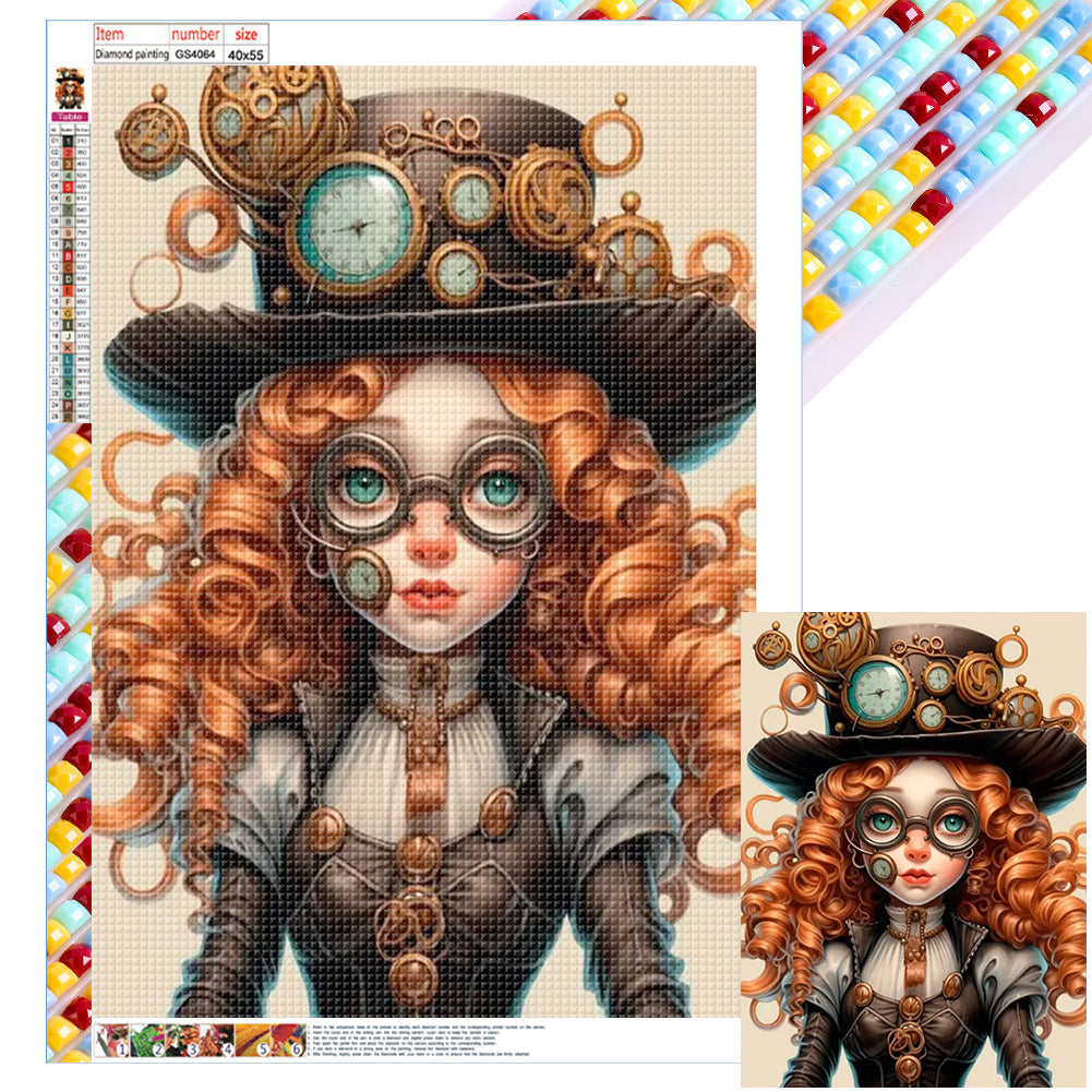 Diamond Painting - Full Square - curly hair girl (40*55CM)