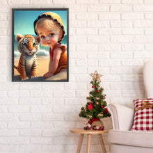 Load image into Gallery viewer, Diamond Painting - Full Round - Girl and little lion at the beach (30*40CM)
